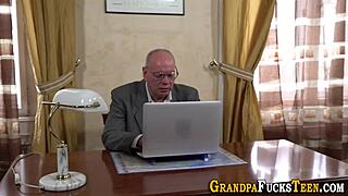 kinky teen 18+ sucks grandpa off for huge facial cumshot 😈💦