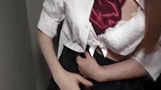 submissive schoolgirl gets her shaved pussy wrecked and creampied hard by horny guy