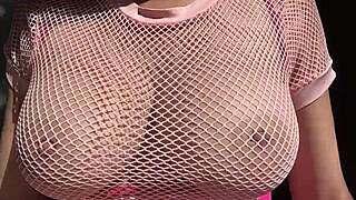oh man italian milf's huge natural tits bounce outdoors in slow motion closeup fetish