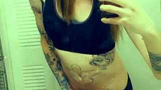 Satin-Clad Shemale Slut Gropes Pretty Clit in Bra Panties