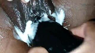 her husband watches as she takes a massive 22 cm consolo insertion stretching her wide with huge tall toy play