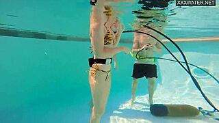 couple captures eva sasalka and jason's intense underwater pool pussy fucking