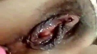 hot friend masturbates dildo deep in wet pussy squirting juicy toy play close