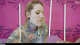 Tattooed goth punk girl gapes asshole with toys ATM deepthroat DP face fuck on monster dick