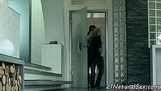 model grinds on stiff cock as lover thrusts deep inside her