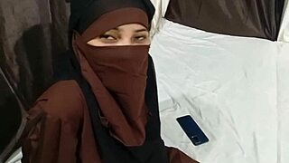 hot muslim stepsis lifts hijab on bed for stepbro pounding