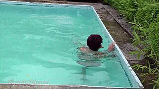 Latina MILF Fucks Son's Friend Poolside Revenge Cumshot