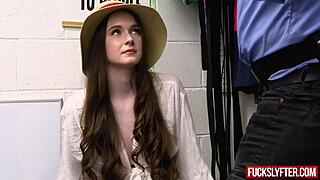 Shy Petite Brunette Teen ShopLifter Caught at Work and Fucked Hardcore Deepthroat in Office.