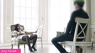 jeny smith strips naked shows buttplug ass in dark psych experiment