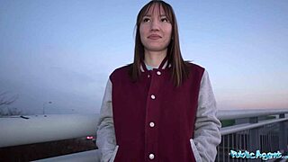 hot brunette teases with public dance then takes hard pounding outdoors