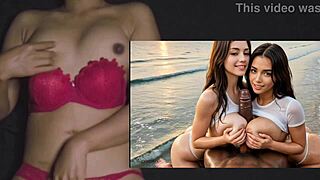 Petite Asian at beach party rips clothes for best friends' monster BBC triple blowjob frenzy