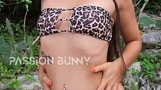 what happens when bikini girl dances and flashes at tropical beach? 