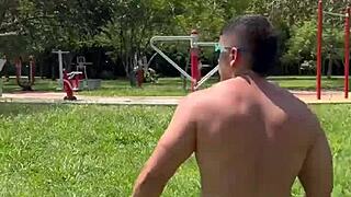 stranger babe interrupts workout for deepthroat blowjob and public car creampie with monster cock