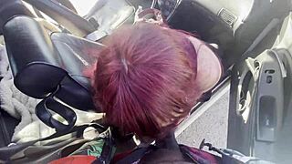 Old Redhead Teacher Slobbers on Huge BBC in Car Cumshot Blast