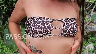 what happens when bikini girl dances and flashes at tropical beach? 