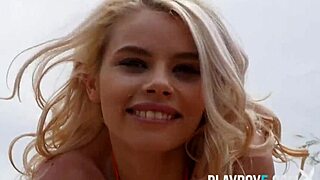 check out this tiny blonde playboy model stripping her petite body outdoors so teasingly