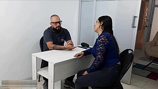 school director fucks horny stepdaughter's mom to keep her in school