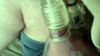 close-up tit sucking with fresh milk flow