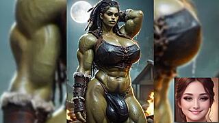 futanari babe strokes her massive throbbing futa cock in ai fantasy