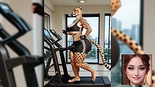 futanari babe strokes her massive throbbing futa cock in ai fantasy