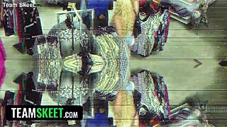 big tits thief caught and creampied by horny guard