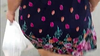 mature flashes upskirt on street then gives it all away in public thrill