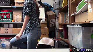 sexy busty redhead teen suspected of shoplifting gets fucked by mall cop