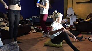 petite coeds start with sexy lingerie thong try on but end up nude pussy party flashing tight asses